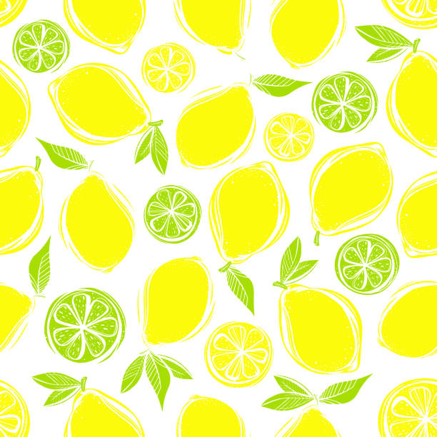 illustrations, cliparts, dessins animés et icônes de modèle sans soudure - lemon portion citrus fruit juice
