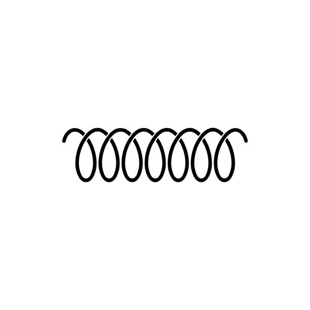 illustrazioni stock, clip art, cartoni animati e icone di tendenza di icona del logo vettoriale a molla a spirale della linea vorticosa o del motivo del cavo del filo curvo - springs spiral flexibility metal