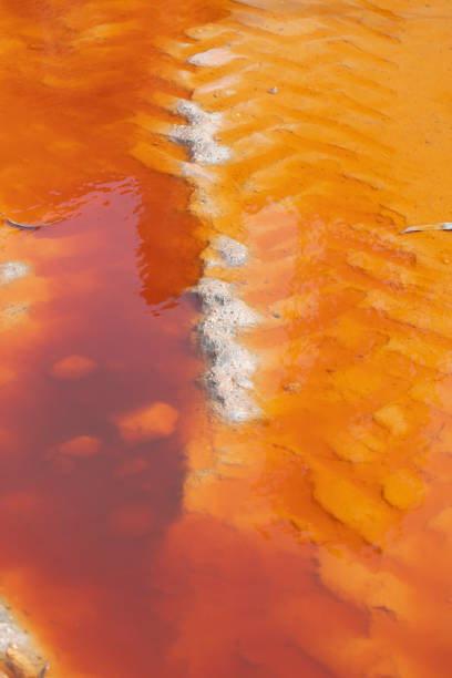 istock Red acid water pond at Riotinto mine ground 1141466339