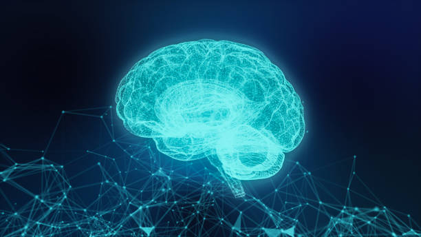 istock Concept of an Active Human Brain on a Dark Background.Blurry abstract  3d Rendering Abstract Background blue  Network concept . Future backgroundTechnology concept. 1141471855