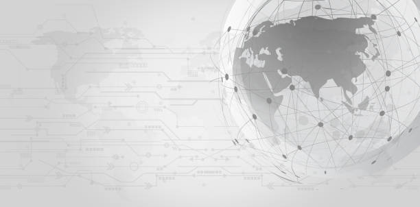 istock Business Connections, line composition concept Social Media Concept Design with Group with Electronic Devices, Earth Globe 1141473404