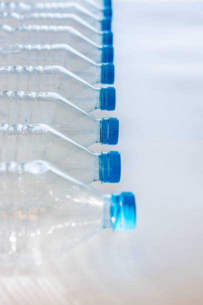 Several plastic bottles ready to be recycled stock photo