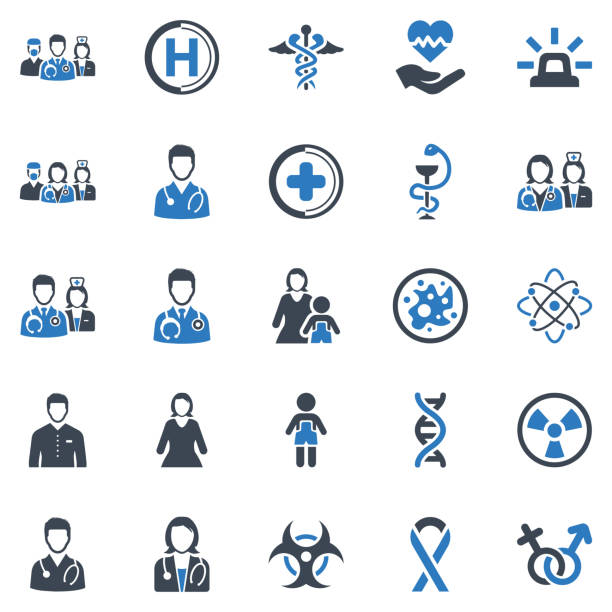ilustraciones, imágenes clip art, dibujos animados e iconos de stock de set de iconos médicos y de salud-3 (serie azul) - pediatra