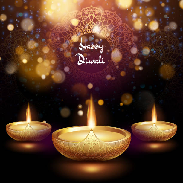 istock Happy Diwali illustration of burning diya. Holiday background. EPS 10 1141476314