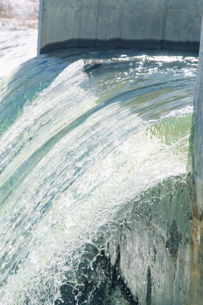 istock Environmental problems with water discharge into the river. The dam and drain Grainau water. 1141476606