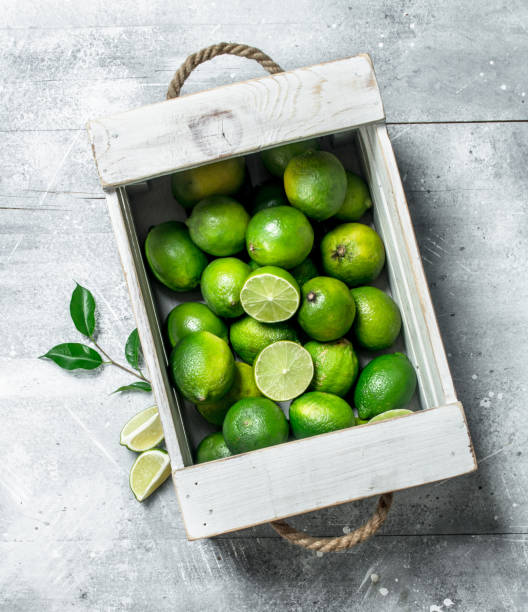 istock Fresh juicy lime in the box. 1141480417