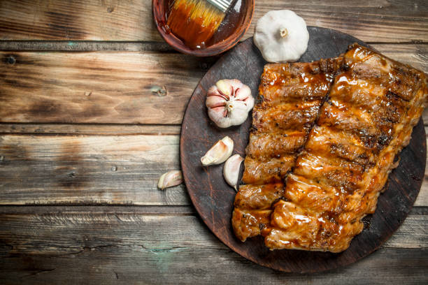 istock Grilled ribs with tomato sauce and garlic. 1141481465