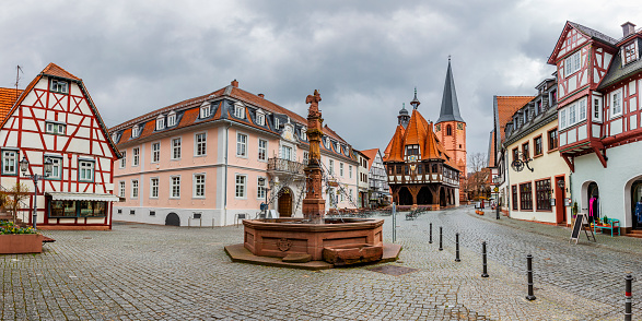 Bad Windsheim, Germany, January 25, 2024 - Half-timbered houses in the historic old town of Bad Windsheim, Bavaria.