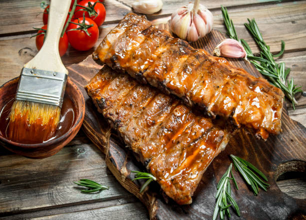 istock Grilled ribs with tomato sauce and garlic. 1141481831