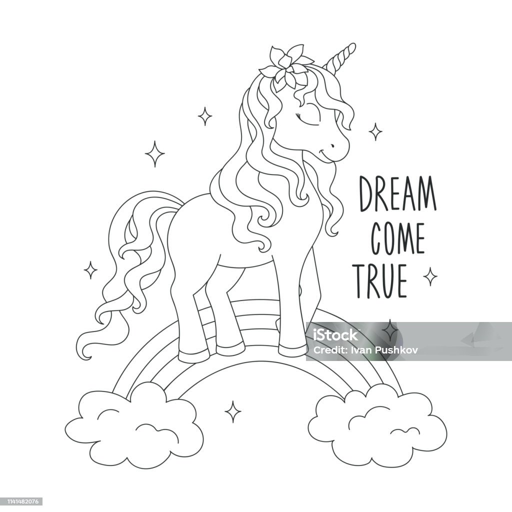 Ilustración de Unicornio En Un Arcoiris Páginas Para Colorear Sueño Llegado Verdadero Texto Diseño Para Niños Ilustración De Moda Dibujo En Estilo Moderno Para La Ropa y más Vectores Libres de Derechos Ilustración de Unicornio En Un Arcoiris Páginas Para Colorear Sueño Llegado Verdadero Texto Diseño Para Niños Ilustración De Moda Dibujo En Estilo Moderno Para La Ropa y más Vectores Libres de Derechos