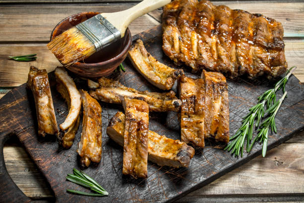 istock Chopped ribs grilled with a sauce. 1141482276