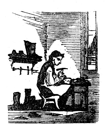 Antique illustration of shoemaker