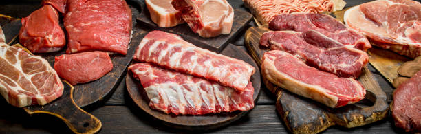 istock Raw meat. Different kinds of pork and beef meat. 1141483324