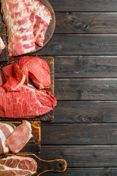 istock Raw meat. Different kinds of pork and beef meat. 1141484275
