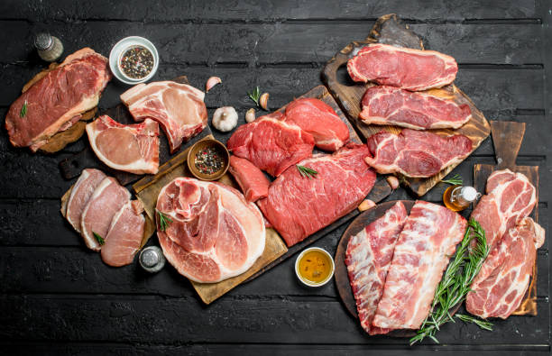 istock Raw meat. Different kinds of pork and beef meat. 1141485136