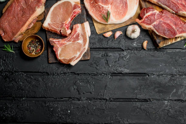 istock Raw meat. Different kinds of pork and beef meat. 1141485294