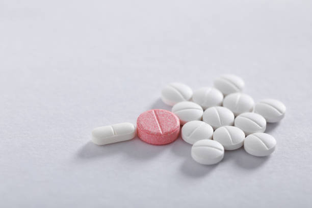 istock Medicine tablets on white background , Pharmacy theme 1141487597