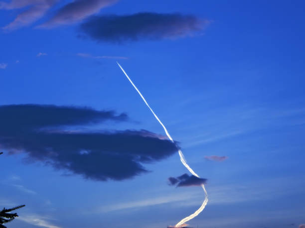 istock Airplane vapor stripe on the sky (Picture No 03) 1141491225