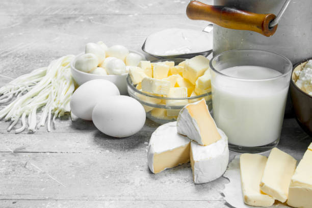 Different types of dairy products.