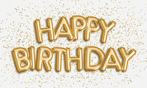 feliz cumpleaños hecho de letras en globo sobre fondo blanco. - happy birthday fotografías e imágenes de stock