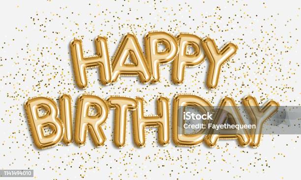 Happy Birthday Made Of Balloon Letters On White Background Stock Photo - Download Image Now