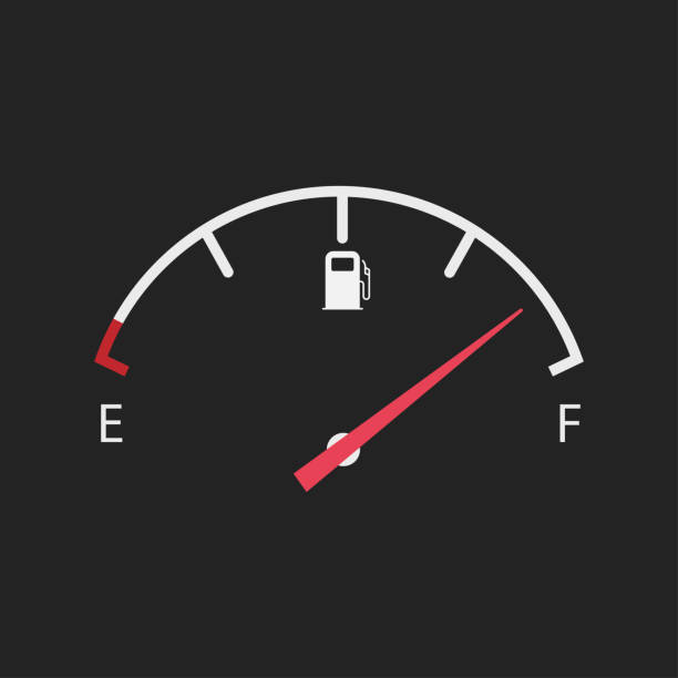 ilustraciones, imágenes clip art, dibujos animados e iconos de stock de medidor de combustible en el tablero del coche - gas gauge full empty