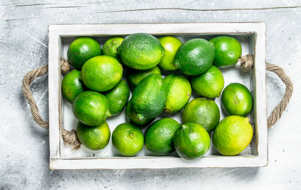istock Fresh juicy lime on a tray. 1141494298