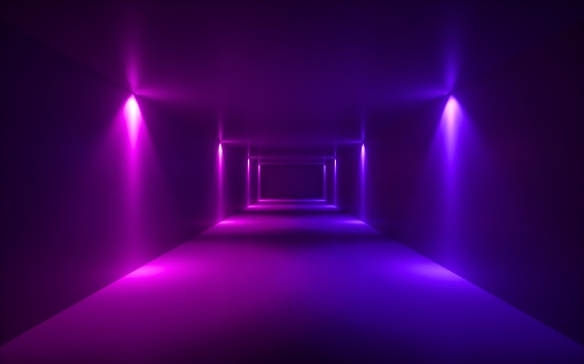 lige leje Adelaide 3d Render Neon Violet Light Illuminated Corridor Tunnel Empty Space  Ultraviolet Light 80s Retro Style Fashion Show Stage Abstract Background  Stock Photo - Download Image Now - iStock