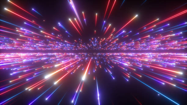 3d render, red blue fireworks, abstract cosmic background, big bang, galaxy, falling stars, celestial, beauty of universe, speed of light, neon glow, cosmos, ultraviolet infrared light, outer space 3d render, red blue fireworks, abstract cosmic background, big bang, galaxy, falling stars, celestial, beauty of universe, speed of light, neon glow, cosmos, ultraviolet infrared light, outer space photon stock pictures, royalty-free photos & images