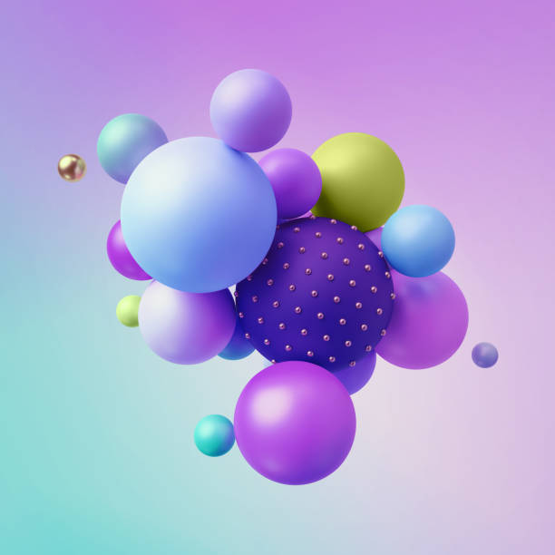 istock 3d render, abstract colorful geometric background, multicolored balls, primitive shapes, minimalistic design, pastel neon colors palette, party decoration, plastic toys, isolated elements 1141500741