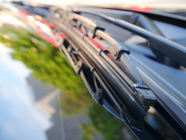 istock Windshield wipers of a white car 1141500820