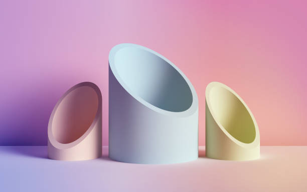 istock 3d render, abstract background, tubes, primitive geometric shapes, pastel neon color palette, simple mockup, minimal design elements 1141500959