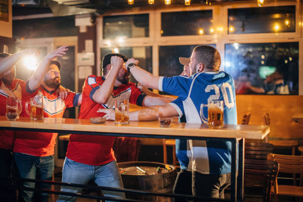 istock Group of men fighting in bar 1141501863