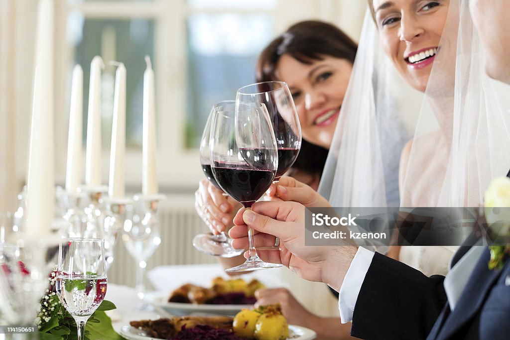 Wedding party at dinner  Bride Stock Photo