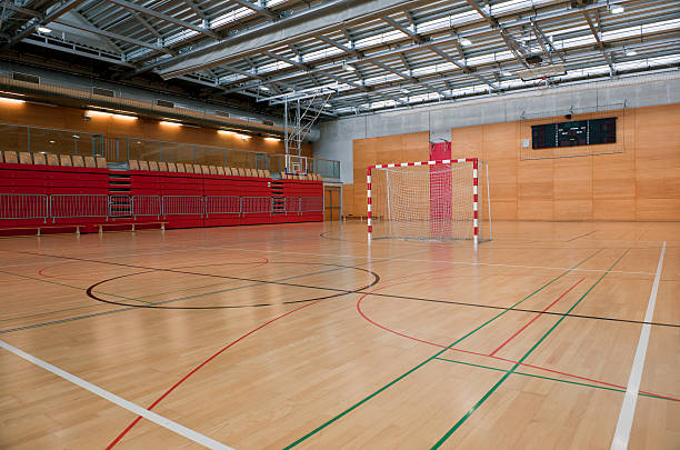 istock Soccer Goal in Sport Hall 114151105