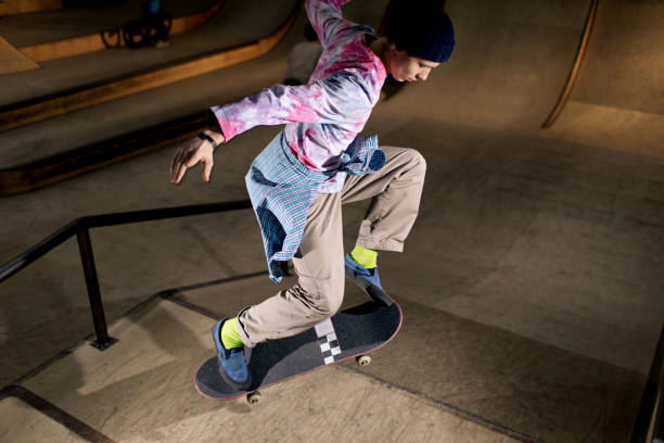 istock Skateboarder Riding on Ramp 1141512450