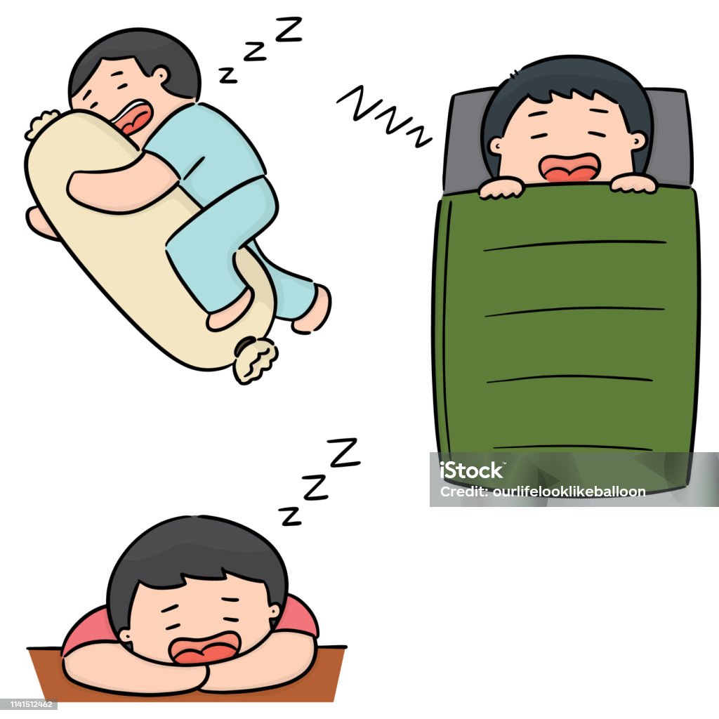 men sleeping vector set of men sleeping Bed - Furniture stock vector