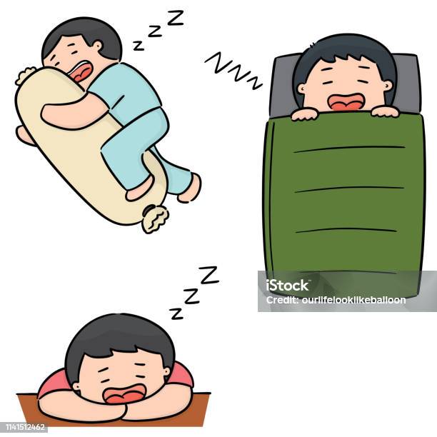 Men Sleeping Stock Illustration - Download Image Now - Bed - Furniture, Bedroom, Bedtime