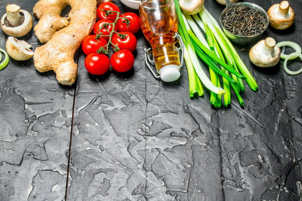 istock Organic food. Different Vegetables with wild rice. 1141513353