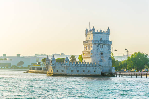 istock Sunset over belem tower in lisbon 1141514655