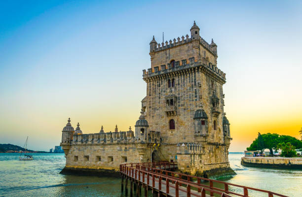 istock Sunset over belem tower in lisbon 1141515918