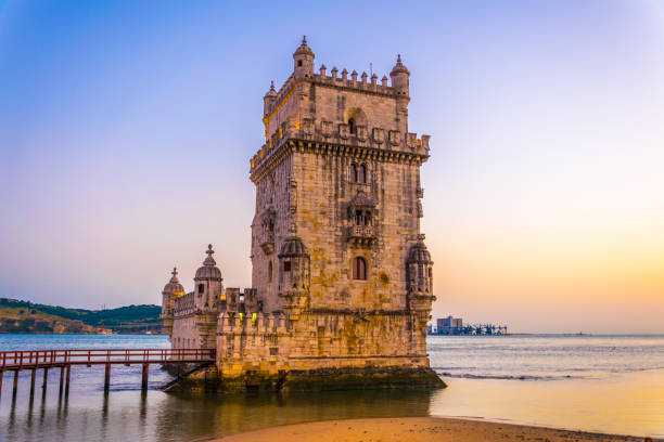 istock Sunset over belem tower in lisbon 1141516391