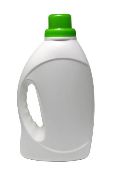 istock Plastic white bottle with green lid For Detergent cleaning agent. Isolated on white background 1141516976