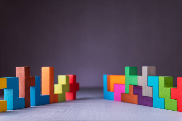 istock Geometric shapes on a wooden background. 1141517140