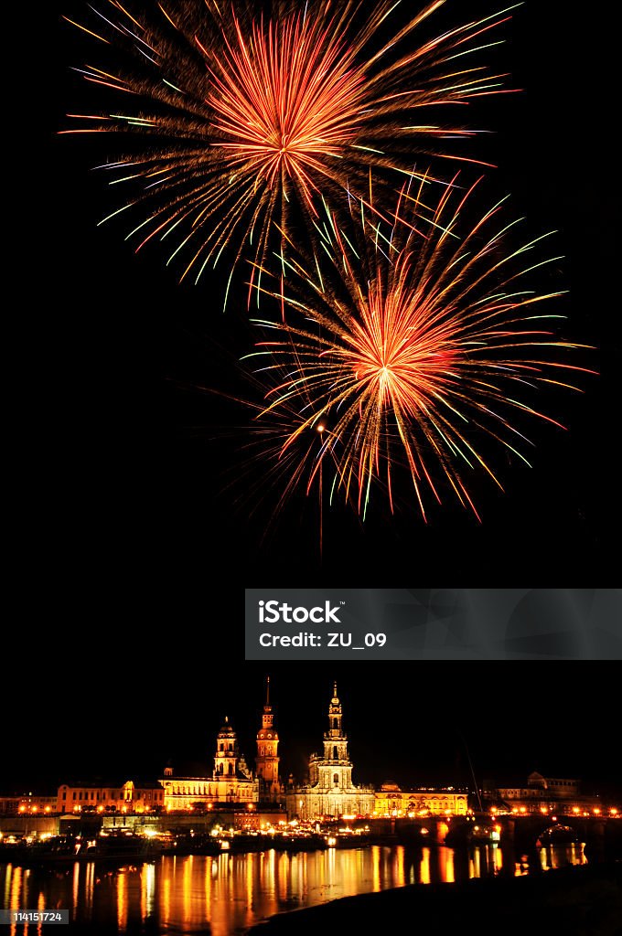 Feuerwerk in Dresden, Deutschland, Stadt-festival - Lizenzfrei Architektur Stock-Foto