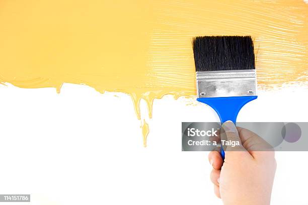 Realy Forma Pintado Com A Escova E Mão - Fotografias de stock e mais imagens de Abstrato - Abstrato, Amarelo, Branco