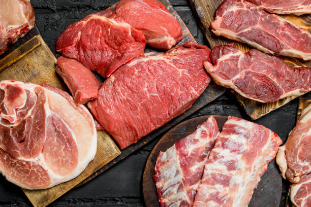 istock Raw meat. Different kinds of pork and beef meat. 1141518823