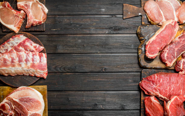 istock Raw meat. Different kinds of pork and beef meat. 1141518949