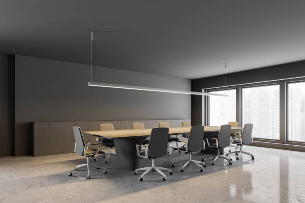 istock Gray meeting room corner, beige chairs 1141521455