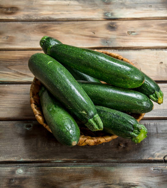 istock Fresh zucchini in the basket. 1141522265